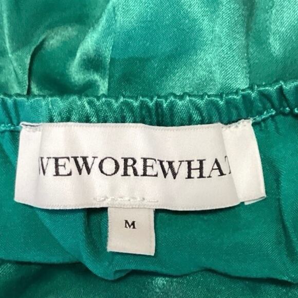 WeWoreWhat Teal Green Tie Shoulder V-Neck Elasticized Back Camisole Tank Top M - Picture 3 of 4